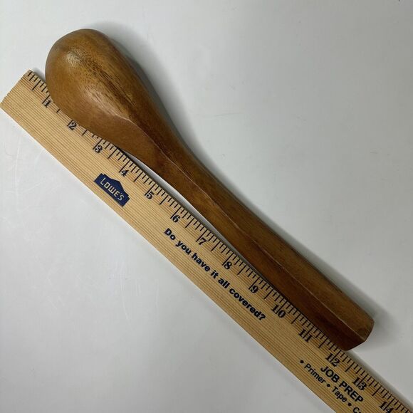 Vintage Wooden Serving Bowl Apple Shaped Fork Spoon Utensils Salad Pumpkin - Picture 11 of 16